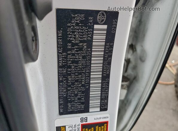 4T1D21FB5LU015354 2020 TOYOTA LIMITED White Widok komory silnika