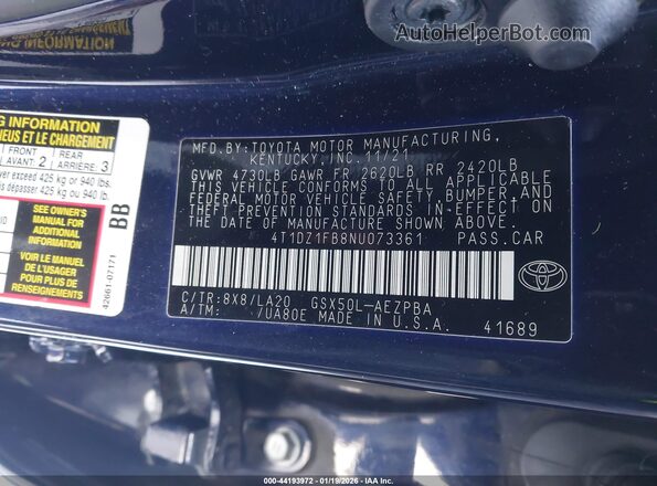 4T1DZ1FB8NU073361 2022 TOYOTA LIMITED Black 