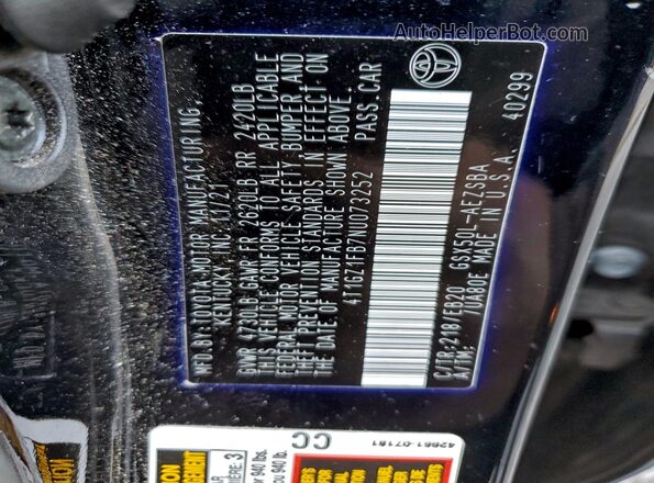 4T1GZ1FB7NU073252 2022 TOYOTA AVALON Black Engine compartment view