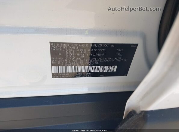 4T3RWRFV0SU197375 2025 TOYOTA LE Белый Вид подкапотного пространства