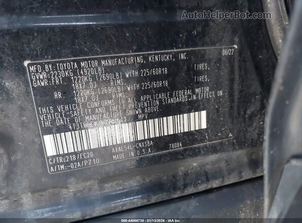 4T3T6RFV3NU087611 2022 TOYOTA RAV4 HYBRID Black Вид підкапотного простору