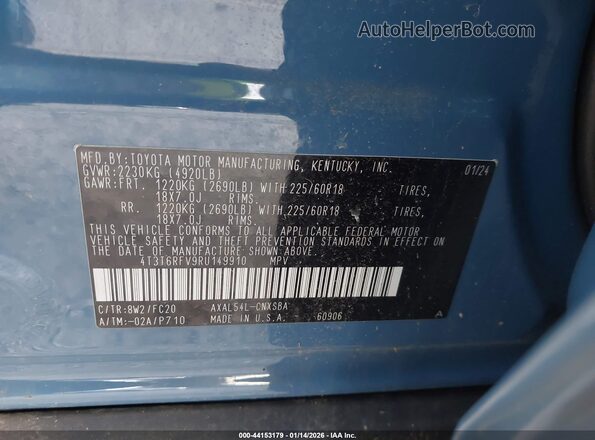 4T3T6RFV9RU149910 2024 TOYOTA RAV4 HYBRID Blue Engine compartment view