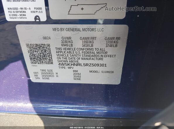 4W5KHNRL5RZ509301 2024 ACURA ZDX Blue Vista del compartimento del motor