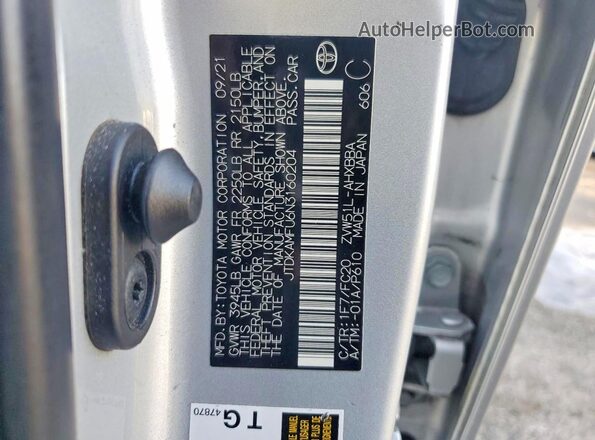 JTDKAMFU6N3160204 2022 TOYOTA PRIUS Серебряный 