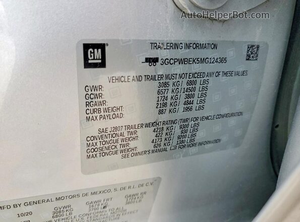3GCPWBEK5MG124365 2021 CHEVROLET ALL MODELS Silver 
