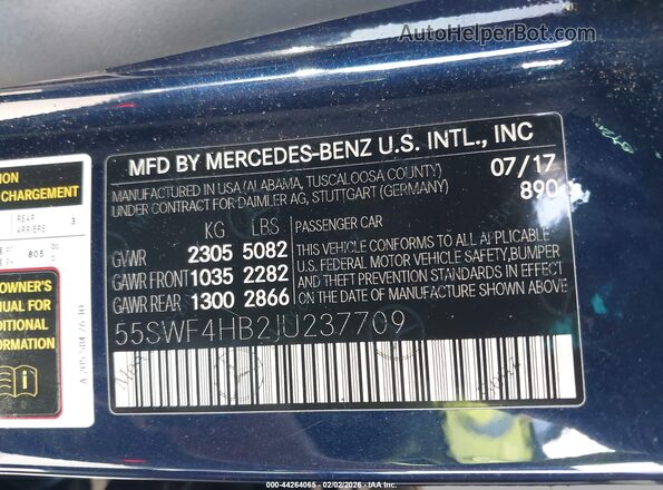 55SWF4HB2JU237709 2018 MERCEDES-BENZ C 350E Dark Blue Engine compartment view