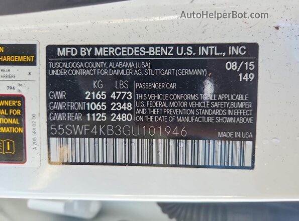55SWF4KB3GU101946 2016 MERCEDES-BENZ C Белый Вид подкапотного пространства