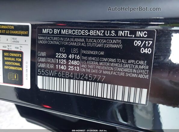 55SWF6EB4JU245777 2018 MERCEDES-BENZ AMG C 43 Black Widok komory silnika