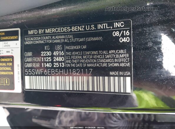 55SWF6EB5HU182117 2017 MERCEDES-BENZ AMG C 43 Black Vista del compartimento del motor