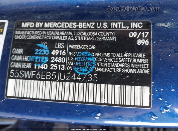 55SWF6EB5JU244735 2018 MERCEDES-BENZ AMG C 43 Blue Widok komory silnika