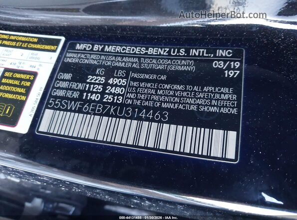 55SWF6EB7KU314463 2019 MERCEDES-BENZ AMG C 43 Black Widok komory silnika