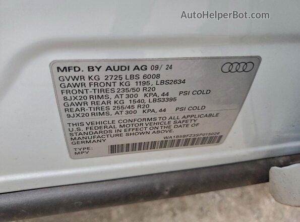 WA1B5BFZ3SP015026 2025 AUDI Q4 White 