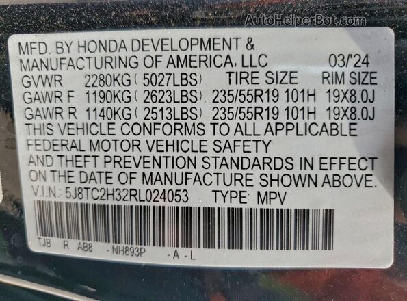 5J8TC2H32RL024053 2024 ACURA RDX Black 