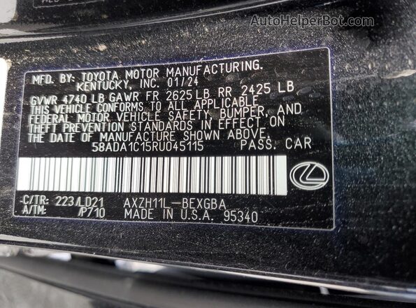 58ADA1C15RU045115 2024 LEXUS ES Black Vista del compartimento del motor