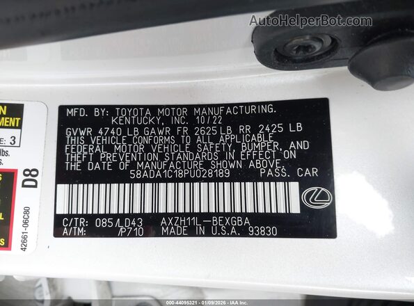 58ADA1C18PU028189 2023 LEXUS ES 300H White Engine compartment view