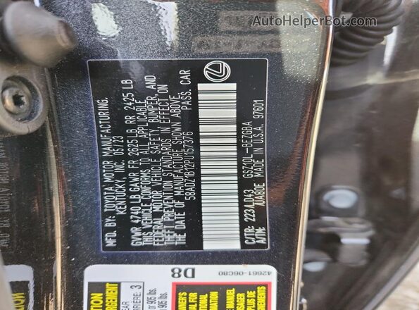 58ADZ1B12PU157376 2023 LEXUS ES Black Widok naklejki z numerem VIN