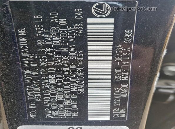 58ADZ1B16PU148065 2023 LEXUS ES Black Vista del compartimento del motor
