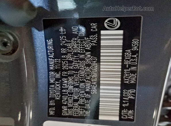 58AEA1C16PU028437 2023 LEXUS ES Charcoal 