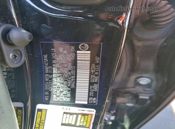 58AGZ1B18LU065132 2020 LEXUS ES Black Widok naklejki z numerem VIN