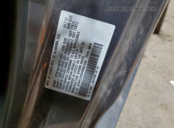 5FNRL5H63HB007350 2017 HONDA ODYSSEY Gray 
