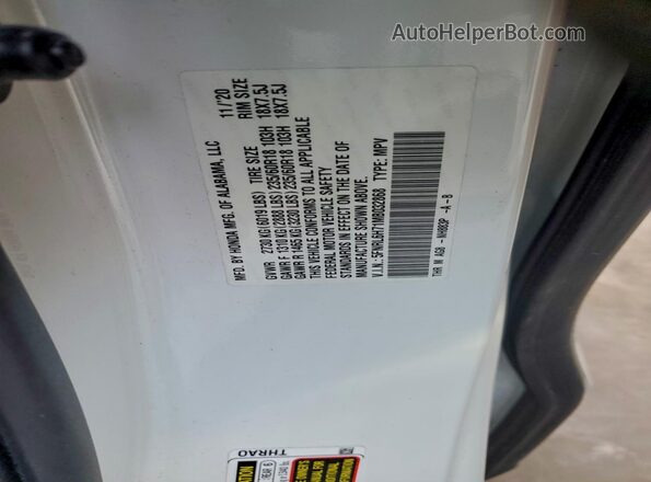 5FNRL6H71MB032868 2021 HONDA ODYSSEY Белый 