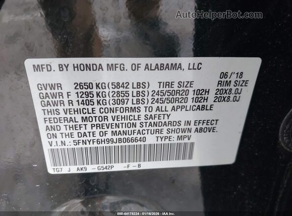 5FNYF6H99JB066640 2018 HONDA PILOT Зеленый Вид подкапотного пространства