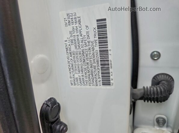 5FPYK3F56MB025503 2021 HONDA RIDGELINE White Engine compartment view