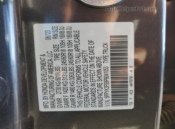 5FPYK3F59PB041053 2023 HONDA RIDGELINE Угольный Вид подкапотного пространства
