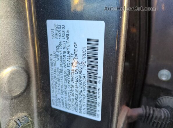 5FPYK3F71NB010541 2022 HONDA RIDGELINE Gray Engine compartment view