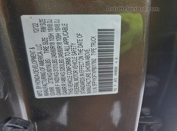 5FPYK3F7XPB017992 2023 HONDA RIDGELINE Gray Vista del compartimento del motor