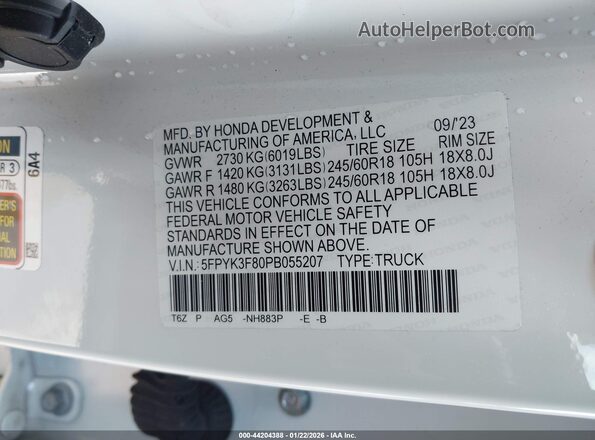 5FPYK3F80PB055207 2023 HONDA RIDGELINE White Engine compartment view