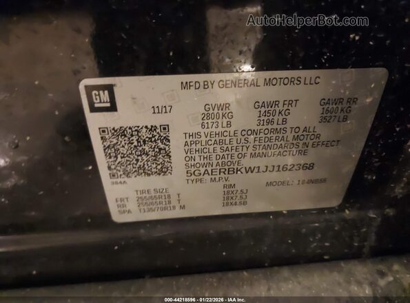5GAERBKW1JJ162368 2018 BUICK ENCLAVE Черный Вид подкапотного пространства