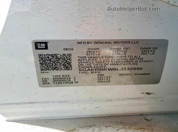 5GAERBKW6LJ132995 2020 BUICK ENCLAVE White Engine compartment view