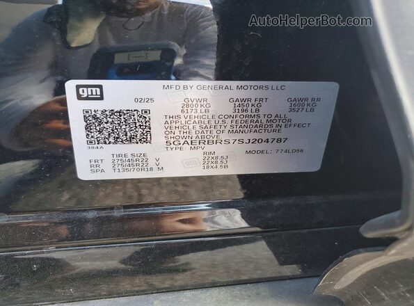 5GAERBRS7SJ204787 2025 BUICK ENCLAVE Black Vista interior de 360 grados