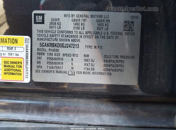 5GAKRBKD0GJ247213 2016 BUICK ENCLAVE Коричневый Вид подкапотного пространства