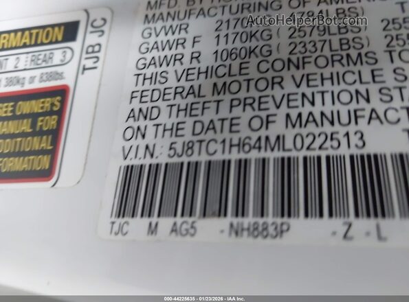 5J8TC1H64ML022513 2021 ACURA RDX White Engine compartment view
