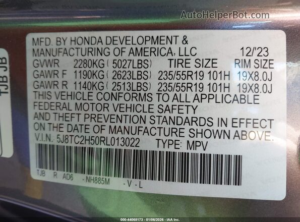5J8TC2H50RL013022 2024 ACURA RDX Black Engine compartment view