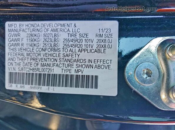 5J8TC2H85RL007291 2024 ACURA RDX Black 