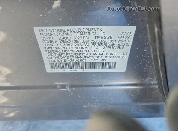 5J8YE1H08PL024863 2023 ACURA MDX Gray Widok komory silnika