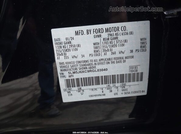 5LM5J6XC9RGL03040 2024 LINCOLN AVIATOR Black Вид підкапотного простору
