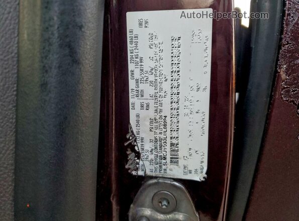 5LMCJ1D90LUL08994 2020 LINCOLN CORSAIR Burgundy 