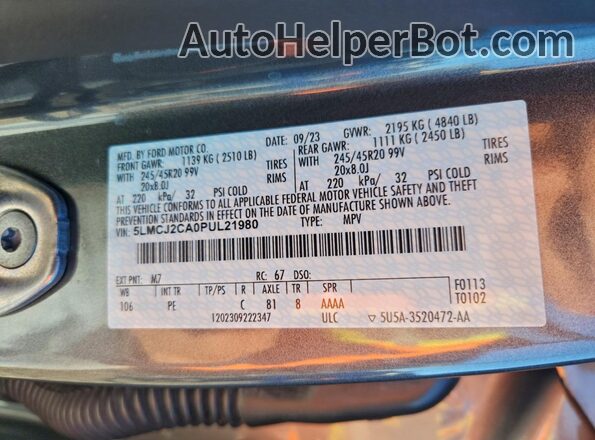 5LMCJ2CA0PUL21980 2023 LINCOLN CORSAIR Gray Շարժիչի բաժամունքի տեսք