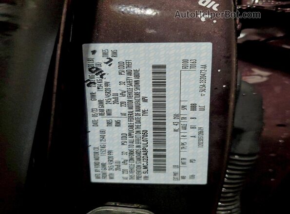 5LMCJ2DA8PUL07050 2023 LINCOLN CORSAIR Purple VIN կոդի պիտակի տեսք