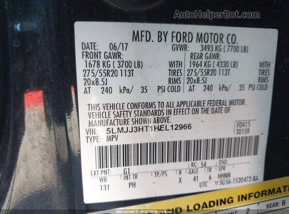 5LMJJ3HT1HEL12966 2017 LINCOLN NAVIGATOR L Black Շարժիչի բաժամունքի տեսք