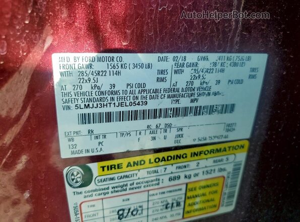 5LMJJ3HT1JEL05439 2018 LINCOLN NAVIGATOR Red Панорамний вид салону 360°