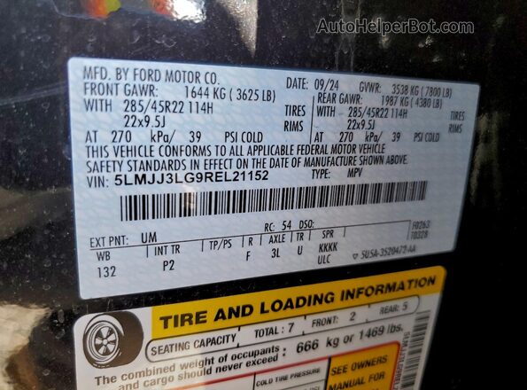 5LMJJ3LG9REL21152 2024 LINCOLN NAVIGATOR Black VIN კოდის სტიკერის ხედი