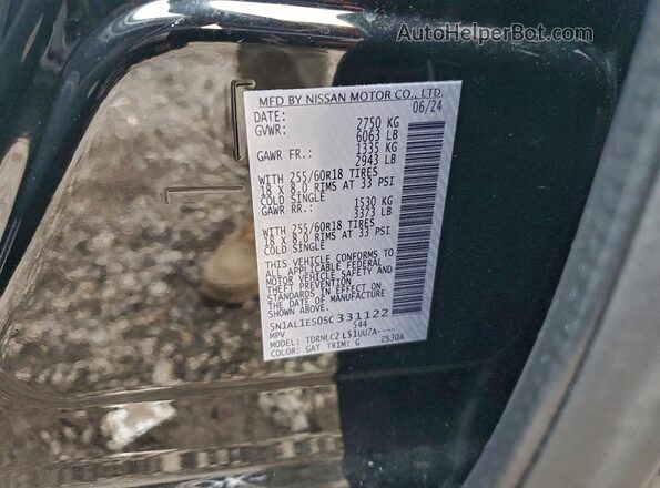 5N1AL1ES0SC331122 2025 INFINITI QX60 Black VIN sticker view