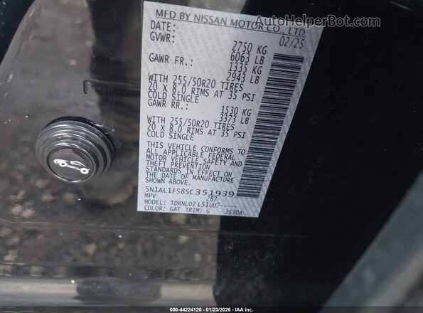5N1AL1FS8SC351939 2025 INFINITI QX60 Black Widok komory silnika