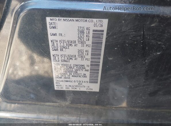 5N1AR2MM4GC659349 2016 NISSAN PATHFINDER Gray Widok komory silnika