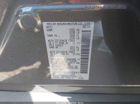 5N1AT2MT0JC852663 2018 NISSAN ROGUE Gray Շարժիչի բաժամունքի տեսք